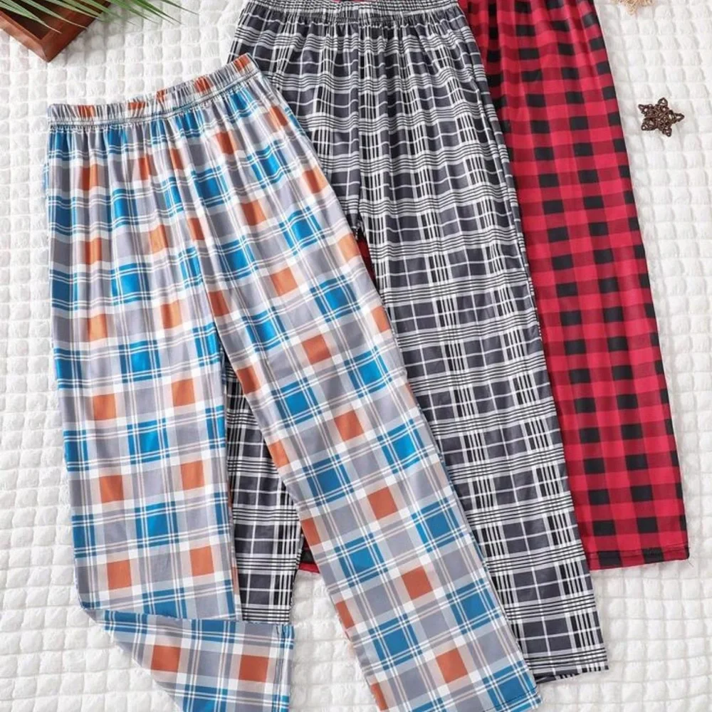 Plaid Lounge/Pajama Pants Set in Blue, Red, and Black - Picture 1 of 8